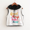 Women Summer Letter Printed T-Shirt Harajuku Crop Top Sleeveless Hooded Letter Short Hip Hop Black Tops Brand design