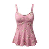 new fashion Women Vintage floral print camis tops ladies sexy sleeveless slim pleated tops plus size