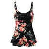 new fashion Women Vintage floral print camis tops ladies sexy sleeveless slim pleated tops plus size
