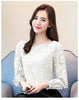 2022 Autumn 3/4 Sleeve O Neck Hollow Out Yellow Lace Blouses Women Hollow Out Green Lace Shirts Lady 3/4 Sleeve White Lace Tops