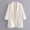 2022 Autumn Solid Blazer Women Elegant Mid-Long Three Quarter Sleeve Pearls  Suit Blazer Women's Jacket blazer feminino AO542