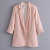2022 Autumn Solid Blazer Women Elegant Mid-Long Three Quarter Sleeve Pearls  Suit Blazer Women's Jacket blazer feminino AO542