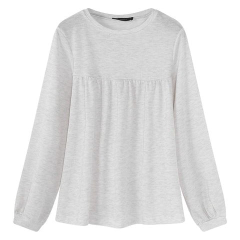 2022 Autumn Spring Women Tops And Blouse Round Neck Loose Casual Solid Color Top Shirt Long Lantern Sleeve Big Size Elegant Tops