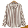 2022 Autumn Striped Button Women Tops And Blouses Flower V-neck Long Sleeve Work Shirts Women Office Tops Blouse For Business
