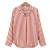 2022 Autumn Striped Button Women Tops And Blouses Flower V-neck Long Sleeve Work Shirts Women Office Tops Blouse For Business