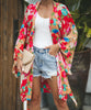 2023 Autumn Summer Women Long Sleeve Bohemian Floral Casual Loose Long Blouse Kimono Long Cardigan Flare Sleeve Print Thin Shirt