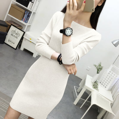 Autumn Winter Women Sweater Dress War  Pullovers Sweater Elastic Sli Knitted Dress Bottoming Sexy Women Dress  339