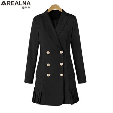 Autumn Winter women blazers and jackets  double breasted long suit coat jacket casual outwear blazer feminino Plus Size