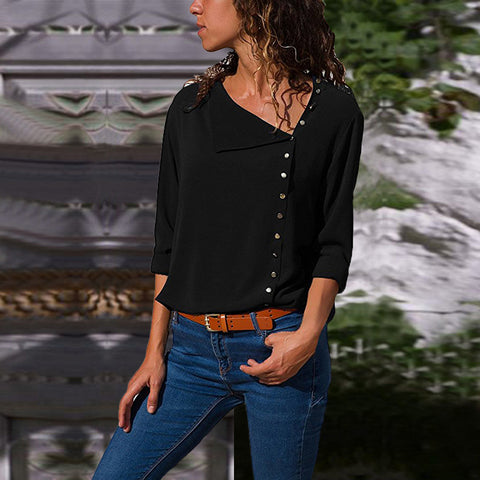 2022 Autumn Women Blouse Shirt Long Sleeve Elegant Ladies Blouses Button Casual Top Gray Black Female Shirts Blusas Dropshipping