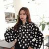 2023  Autumn Women Polka Dot Blouses Sweety Girl Chiffon Shirt Spring Elegant Long Sleeve Bow Tie Blusas Ladies Basic Tops WZ633