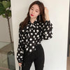 2023  Autumn Women Polka Dot Blouses Sweety Girl Chiffon Shirt Spring Elegant Long Sleeve Bow Tie Blusas Ladies Basic Tops WZ633