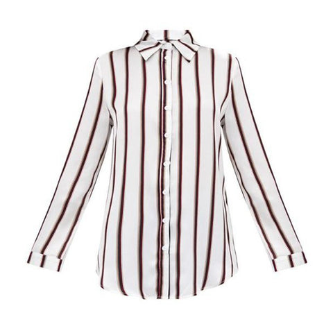 2022 Autumn Women Striped Blouse Sexy V-Neck Button Turn down Collar Top Long Sleeve Work Shirts Women's Clothes Blusas Feminina