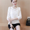 2022 Autumn elegant Lace Shirts Women Office Blouses White Red Loose Tops Fall O Neck Casual Lady Blusas work wear 3XL L4#
