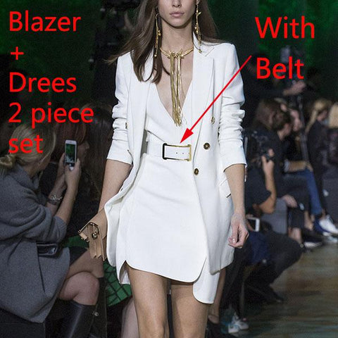 Blazer Feminino Single Button Notched Sashes White Office Ladies Jacket High Quality Women Blazers Suit Autumn Runway Coat