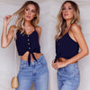 Brand New Women Ladies Summer Vest Check Shirt Sleeveless Knot Tie CropTop Solid Summer Crop Camis Size S-XL