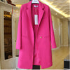 Brief  Solid Hidden Breasted Long Women Suits Blazer feminino jacket Ladies Plus Size Pockets Business Blaser mujer