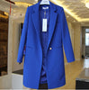 Brief  Solid Hidden Breasted Long Women Suits Blazer feminino jacket Ladies Plus Size Pockets Business Blaser mujer