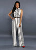 Casual Straight with Sashes Jumpsuit striped african office work long Trousers coveralls fashionable macacao for women suit