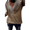 Casual Women Blouse New Fashion V-neck Sequined Tops Long sleeve Solid Basic Autumn Blouse Top Shirt Women Clothing 20