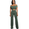 Casual Women Summer autumn Crop Top And Pants two Piece set Sexy Female Clothing Set Bandage off shoulder bodycon Jumpsuits