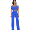 Casual Women Summer autumn Crop Top And Pants two Piece set Sexy Female Clothing Set Bandage off shoulder bodycon Jumpsuits