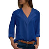Chiffon Blouse Women Long Sleeve Shirt Fashion V Neck Slim Solid Top Elegant Ladies Office Blouse Plus Size Casual Blusas