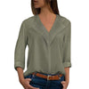 Chiffon Blouse Women Long Sleeve Shirt Fashion V Neck Slim Solid Top Elegant Ladies Office Blouse Plus Size Casual Blusas