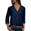 Chiffon Blouse Women Long Sleeve Shirt Fashion V Neck Slim Solid Top Elegant Ladies Office Blouse Plus Size Casual Blusas