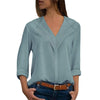 Chiffon Blouse Women Long Sleeve Shirt Fashion V Neck Slim Solid Top Elegant Ladies Office Blouse Plus Size Casual Blusas