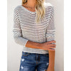 Early Autumn Long Sleeve V Neck Stripe Women Top Shirts Female Casual Loose Streetwear Tops Blouses WS9553A