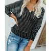 Early Autumn Long Sleeve V Neck Stripe Women Top Shirts Female Casual Loose Streetwear Tops Blouses WS9553A