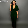 Elegant FASHION Ruffles autumn Summer Female jumpsuits sexy backless v neck long pants macacao black red women clothing
