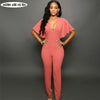 Elegant FASHION Ruffles autumn Summer Female jumpsuits sexy backless v neck long pants macacao black red women clothing