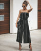 Elegant Striped Sexy Rompers Women Bandeau Jumpsuit Sleeveless Strapless Backless Casual Wide legs Playsuits Bodysuits