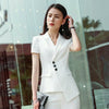 Elegant Women Blazer Business Casual Outer Wear Female Outfits Women's Work Jacket Short Sleeves Asymmetrical Office Blazer