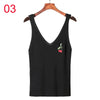 Embroidery Knitted Tank Tops Womens Fashion Sexy V-neck Camis High Elasticity Casual Tank Top Female Cherry Camis Summer