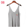 Embroidery Knitted Tank Tops Womens Fashion Sexy V-neck Camis High Elasticity Casual Tank Top Female Cherry Camis Summer