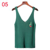 Embroidery Knitted Tank Tops Womens Fashion Sexy V-neck Camis High Elasticity Casual Tank Top Female Cherry Camis Summer