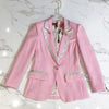 Euramerican Spring Summer New Fashion Polyester Single Solid Rose Button Full Sleeve Notched Office Lady Lady Pink Blazers