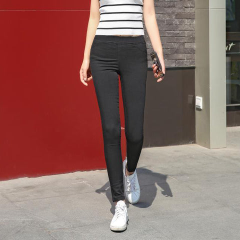 Fall New Korean Women Jeans Slim Wash Jeans High Elastic Push Up Jeans Leggings Basis Denim Pencil Pants Skinny Jeans Woman