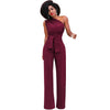 Fashion Casual One Shoulder Jumpsuit Women Sleeveless Wide Leg Lady Bodysuits Sexy High Waist Solid Rompers Female Overall