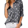 Fashion Female Elegant Office Shirt Autumn Long Sleeve Turn-Down Collar Tunic Tops Dot Print Pockets Blouse And Top Blusas
