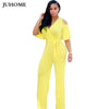 Fashion Femme Summer autumn Jumpsuit Rompers Elegant V-Neck tunic Slim Sashes Women plus size loose long Wide leg Overalls