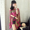 Fashion Floral Chiffon Blouses Women Summer Style Beachwear Cover up Elegant Flower Print Chiffon Loose Blouse Shirt