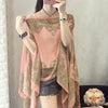 Fashion Floral Chiffon Blouses Women Summer Style Beachwear Cover up Elegant Flower Print Chiffon Loose Blouse Shirt
