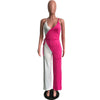 Fashion New Patchwork Sexy Strap Wide Leg Jumpsuit Women Combinaison Femme Nightclub Wear Rompers Womens Jumpsuit Overalls