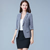 Fashion Short Blazers Women Plaid Three Quarter Business Suits All-match Female Jackets Slim Blazer  Suit Summer Feminino