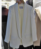 Fashion Spring and Autumn  Ladies One Button Small Suit Blazer Women Solid Color Medium Long Jacket Shawl Collar Outwear