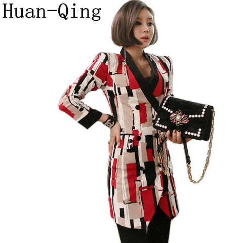 Fashion Women's Suits Jackets Blazer Feminino Long Sleeve Long Blaser Female Luxury Print For Women Outerwear Femme Blazers