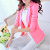 Fashion women Red suit blazers long sleeve slim solid jackets ruffle ladies work Cape blazer design candy color Casual Coat